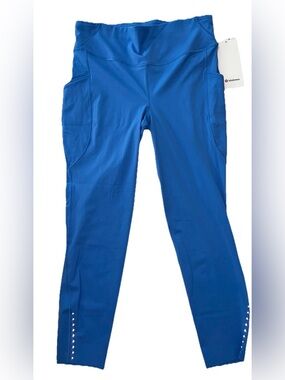 NWT•LULULEMON•SIZE 14•FAST & FREE HI RISE 28” L TIGHT*POCKETS•AUTHENTIC•POOL BLU